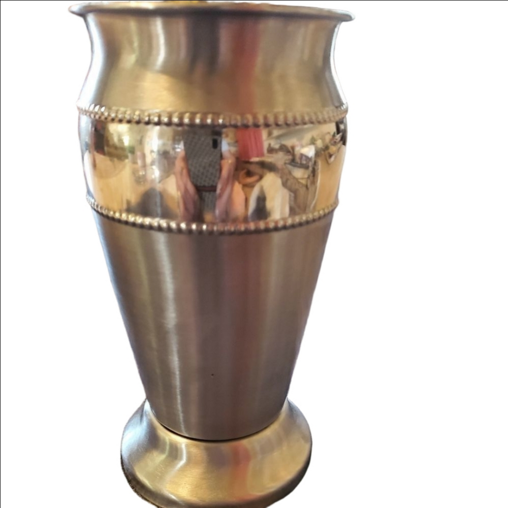 Silver Beaded Ornate Bathroom Cup and Soap Dispenser